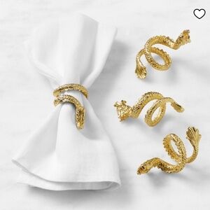 Williams Sonoma Lunar New Year Gold Dragon Napkin Holders,  Set of 4 - New
